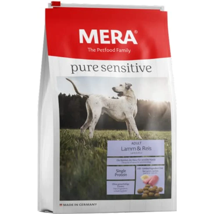MERA Dog Pure Sensitive Lamm & Reis, Trockenfutter für Hunde, 1 kg, hypoallergen mit 52% Reis und 20% Lammprotein – Bild 1