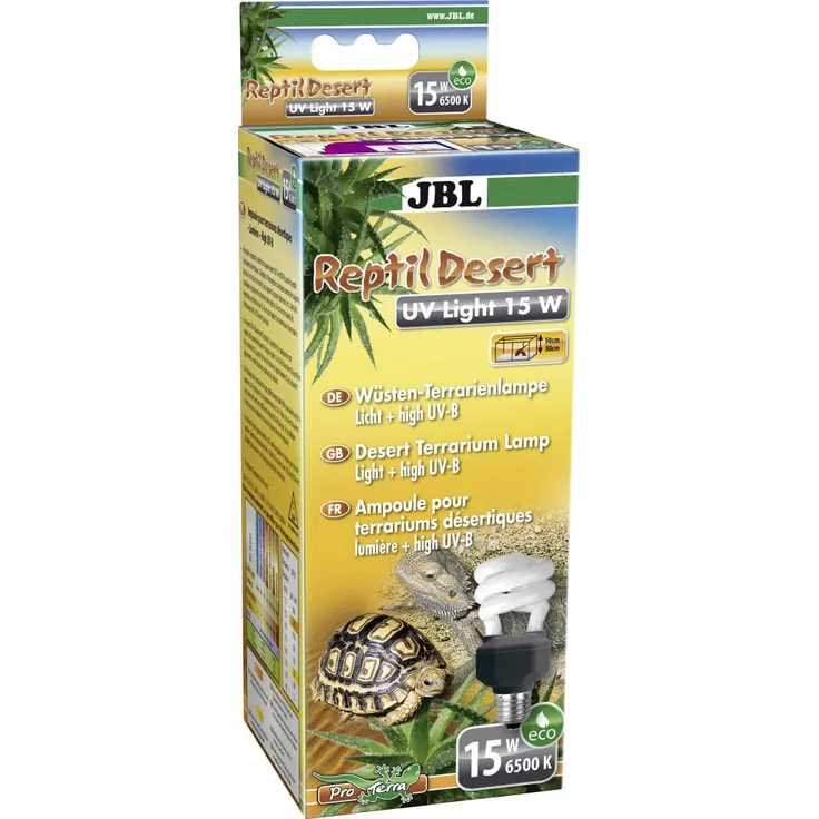 JBL ReptilDesert UV Light 15W, Kompaktlampe mit hohem UV-A und UV-B Anteil für Wüstenterrarien, weiß/schwarz