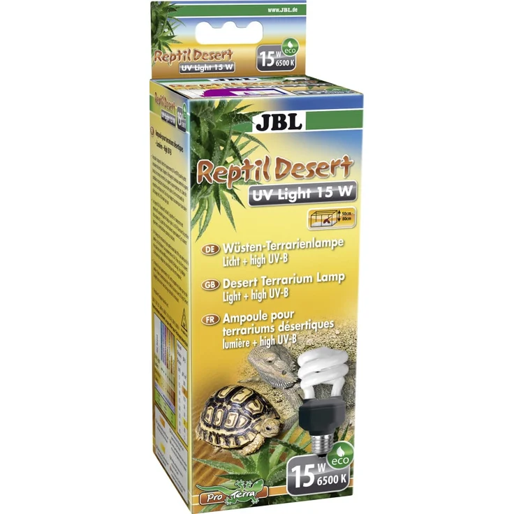 JBL ReptilDesert UV Light 15W, Kompaktlampe mit hohem UV-A und UV-B Anteil für Wüstenterrarien, weiß/schwarz