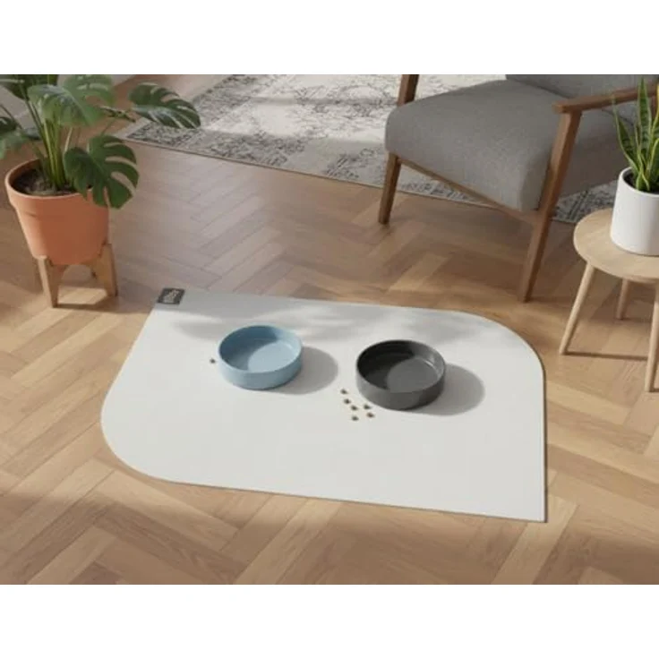 SANOZOO® Napfunterlage „Blatt“, beidseitig rutschfest & waschbar, Hellgrau 60 x 90 cm, Made in Germany – Bild 1