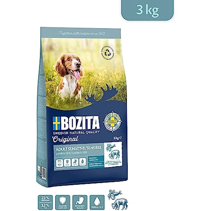 Bozita Original Adult Sensitive Digestion, Trockenfutter für Hunde mit Lamm und Reis, 3kg – Bild 2