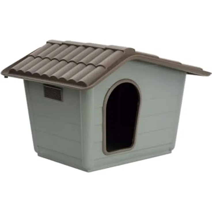 Nayeco MP Bergamo 02301 Gartenhaus und Unterschlupf aus 100% recyceltem Plastik für Katzen, Kaninchen und kleine Hunde, 41 x 31 x 39 cm, grün