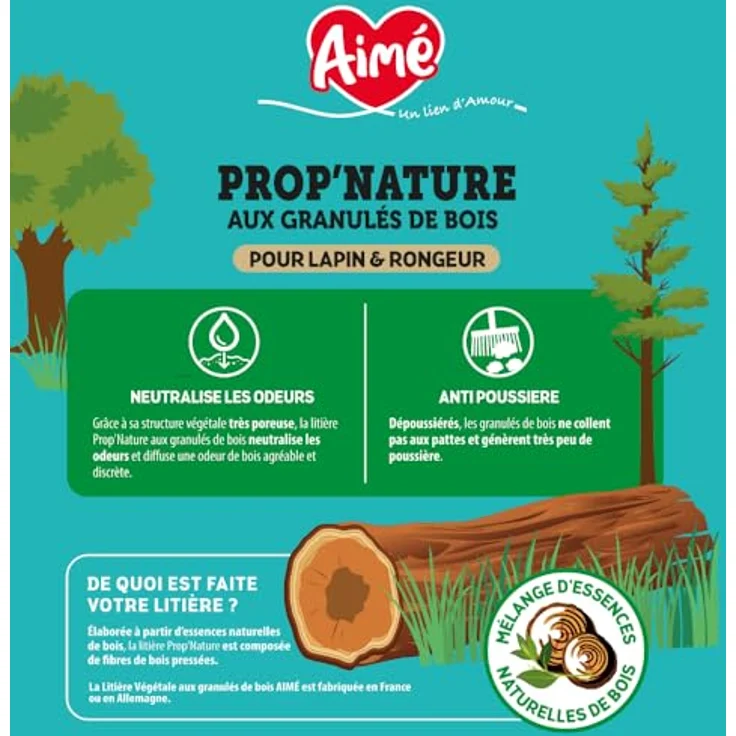 Aimé Prop'nature Einstreu, 10 l, ultra-saugfähiges, biologisch abbaubares Kleintierstreu mit geruchsabsorbierender Wirkung – Bild 3