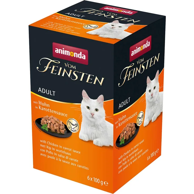animonda vom Feinsten Adult Katzen-Nassfutter mit Huhn in Karottensauce, 6x100g für ausgewachsene Katzen