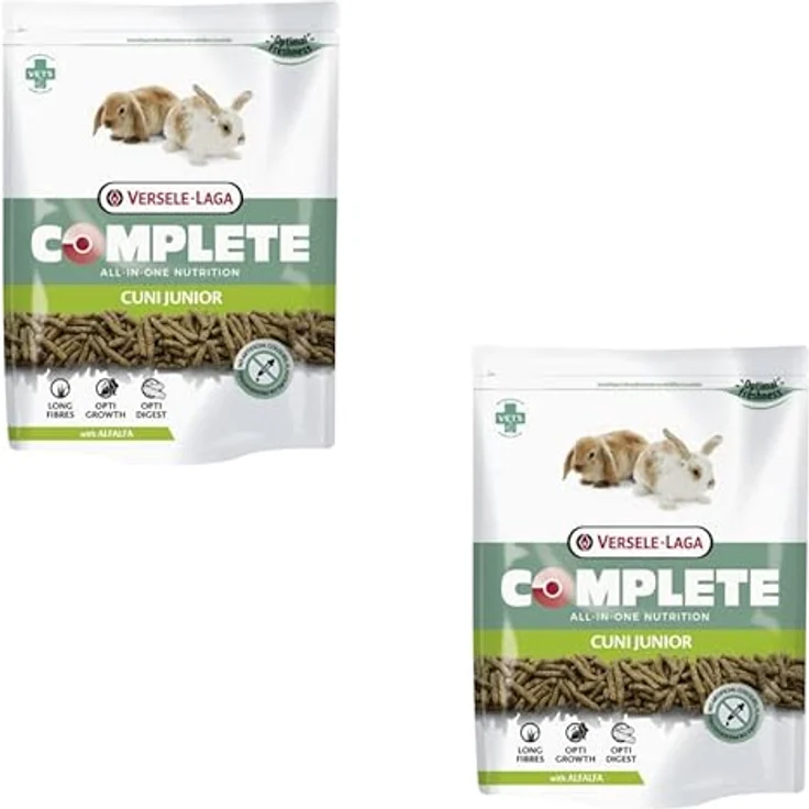 Versele-Laga Complete Cuni Junior, Alleinfuttermittel für Kaninchen 0-8 Monate, Doppelpack 2 x 500 g, Schmackhafte All-in-one Pellets mit langen Fasern – Bild 1
