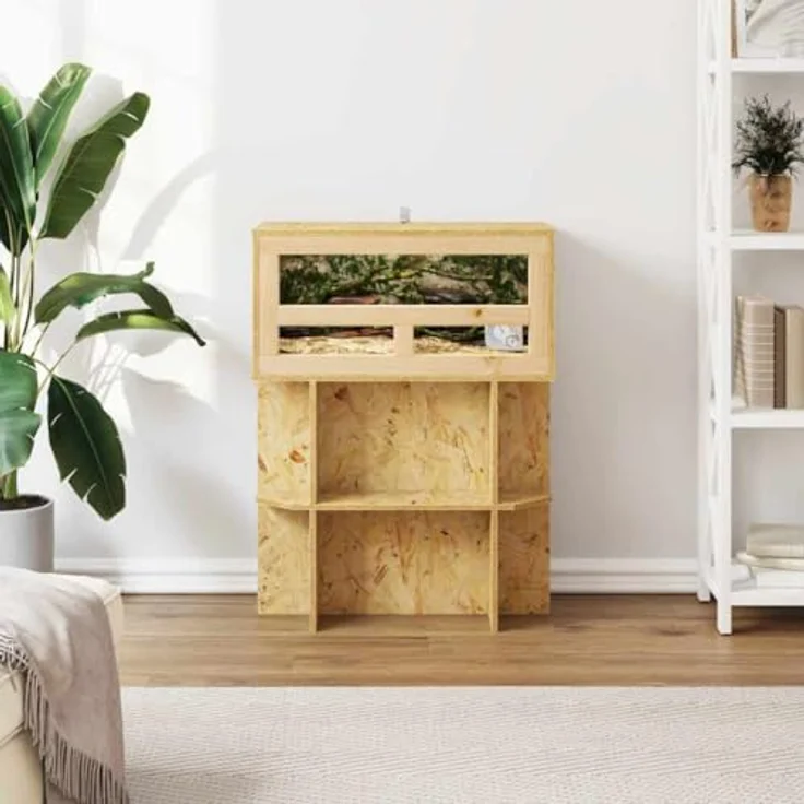 vidaXL Terrarium Braun 60 x 30 x 30 cm, Rustikales OSB-Design mit Thermometer, Langlebig und Pflegeleicht, Ideal für Reptilien und Nagetiere – Bild 4