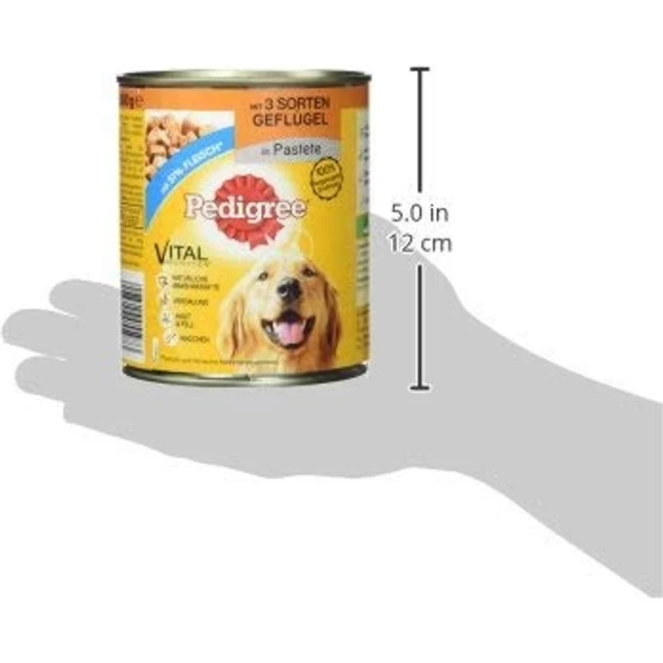 Pedigree Dose Adult mit 5 Sorten Geflügel, 12er Pack (12 x 800 g) - Vollwertiges Hunde-Nassfutter für gesunde Ernährung, ohne künstliche Zusatzstoffe – Bild 2