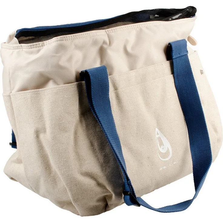 DUVO+ 2-in-1 Tiertransporttasche Saint-Tropez, Bequeme Leinentasche mit Autogurtbefestigung und herausnehmbarem Kissen, beige