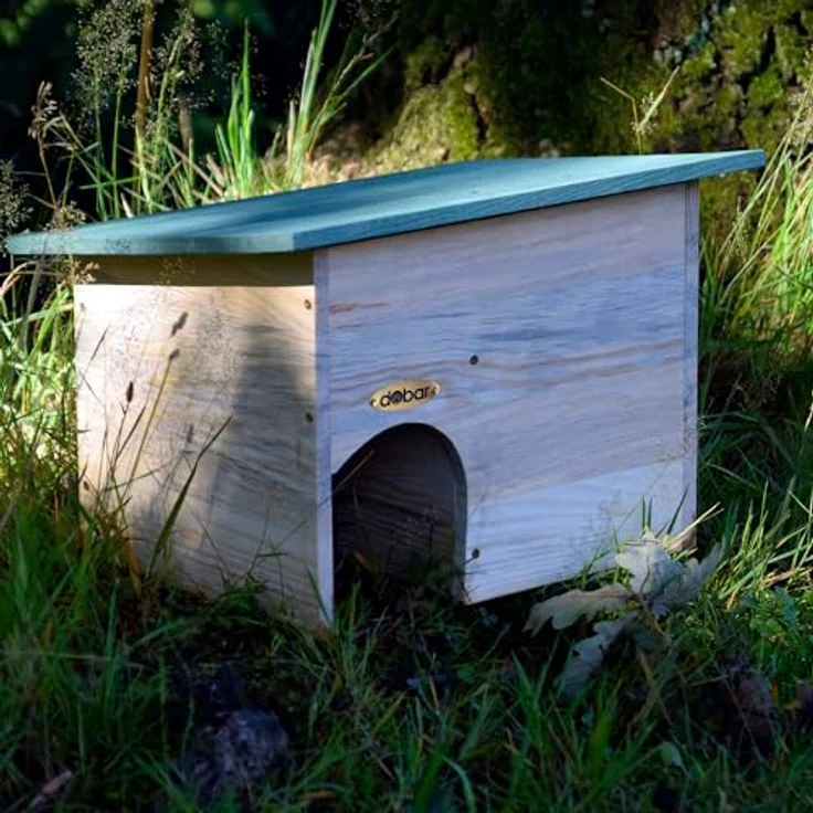 dobar Igelhaus Bausatz, Tierhaus mit grünem Dach und Schleuseneingang, wetterfestes Kiefernholz, ca. 34,5 x 27 x 24 cm – Bild 5