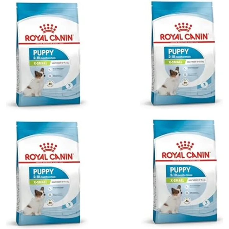 Royal Canin X-SMALL Puppy, 4er Pack Trockenfutter für Welpen sehr kleiner Hunderassen, 4 x 500 g, mit Omega-3 zur Unterstützung des Immunsystems und der Gehirnentwicklung