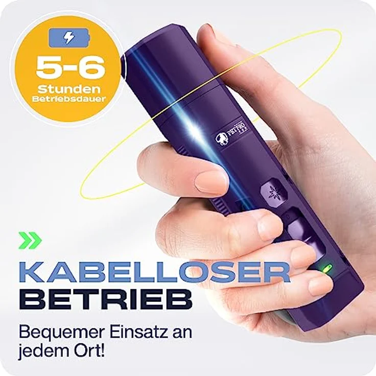 PETPROVED Krallenschleifer für Hunde, elektrischer Nagelschleifer mit LED-Licht, 2 Schleifgeschwindigkeiten, kabelloser Betrieb, inkl. 2 Schleifköpfen und Nagelknipser – Bild 5