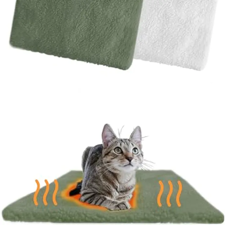PiuPet® Selbstheizende Katendecke 60x45cm, Umweltfreundliche Heizdecke ohne Strom für Katzen und kleine Haustiere