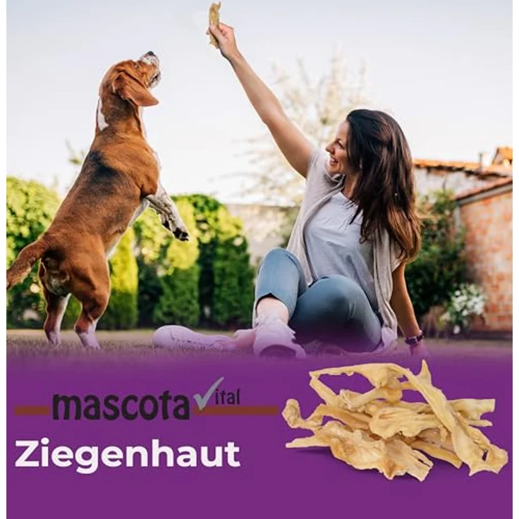 123... Hund dabei! mascota vital – Getrocknete Ziegenhaut für Hunde, 100% Natürlicher Kausnack, Reich an Proteinen, Ohne Zusatzstoffe, Schonend Getrocknet, 200g – Bild 3