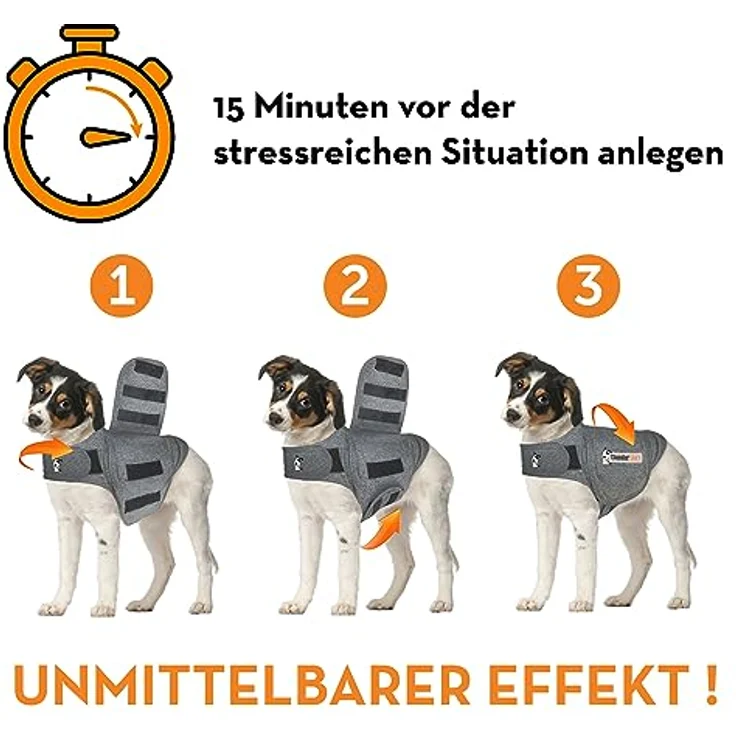Thundershirt Wickelbody für ängstliche Hunde, Beruhigungsweste mit konstantem Druck, grau-meliert Classic, Größe M – Bild 5
