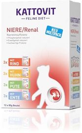 Kattovit Feline Diet Nassfutter Katze Niere/Renal Multipack in Sauce, 12 x 85 g