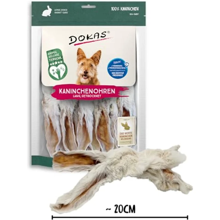 Dokas Kaninchenohren mit Fell, getrockneter Hundesnack für erwachsene Hunde, 180g – Bild 2