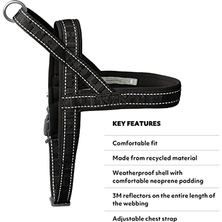 HURTTA Hunde-Geschirr Casual Geschirr raven (schwarz), mit recyceltem Material und 3M-Reflektoren – Bild 5