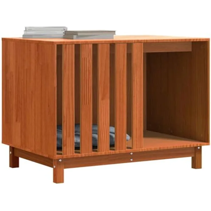 vidaXL Hundehütte Wachsbraun 100 x 70 x 70 cm, Massives Kiefernholz, Moderner Hundezwinger für innen, Gemütlicher Rückzugsort für Haustiere