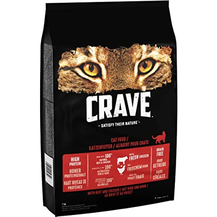CRAVE Adult Trockenfutter mit Rind & Huhn, 7kg – Hochwertiges, getreidefreies Katzenfutter mit hohem Proteingehalt, 100% natürliche Zutaten – Bild 1
