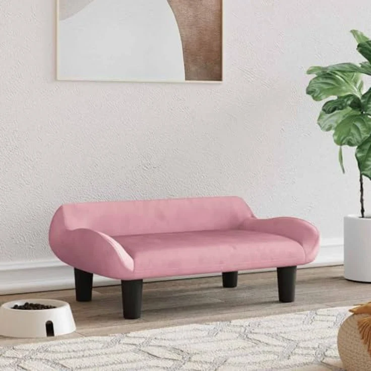 vidaXL Hundekorb Hundebett Rosa 70x40x24 cm Samt Körbchen Hundesofa, für kleine Hunde und Haustiere – Bild 3