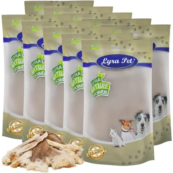 Lyra Pet® 10 kg Kaninchenohren mit Fell getrocknet, fettarmer Kausnack für Hunde, naturbelassen und nährstoffreich – Bild 1