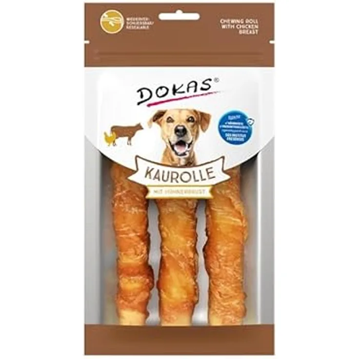 Dokas Kaurolle mit Hühnerbrust, Hundesnack im Sparpaket, 2 x ca. 150 g, glutenfrei und proteinreich