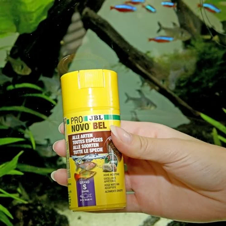 JBL PRONOVO BEL GRANO, Fischfutter-Granulat für Aquarienfische (3-10 cm), prebiotisch, 100 ml, Größe S, Klickdosierer – Bild 6