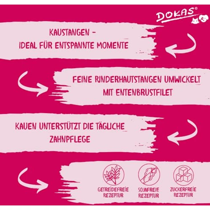 Dokas Kaustange mit Entenbrust, 3 x 200 g, natürlicher Hundesnack, fettarm, ohne Getreide, zur Förderung der Zahnhygiene – Bild 4