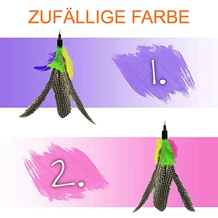 SCHLITZOHR Katzenangel Ersatzfedern Classic, interaktives Katzenspielzeug Zubehör aus echten Federn, 5er Pack – Bild 5