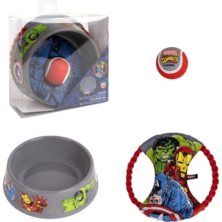 The AVENGERS Futternapf Hunde-Set – 3-teilig mit Napf, Spielzeug & Ball - Ideal für neue Vierbeiner, strapazierfähiges Design – Bild 2