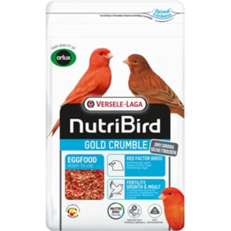 Versele-Laga NutriBird Gold Crumble, 1 kg Trockenes Eifutter für rotfaktorige Vögel, mit Vitaminen, Mineralstoffen, Lysin und Methionin