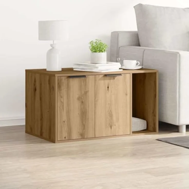 vidaXL Katzentoilette, Katzenklo Artisan-Eiche 80x50x45 cm Holzwerkstoff, verstecktes Design, vielseitig einsetzbar – Bild 3