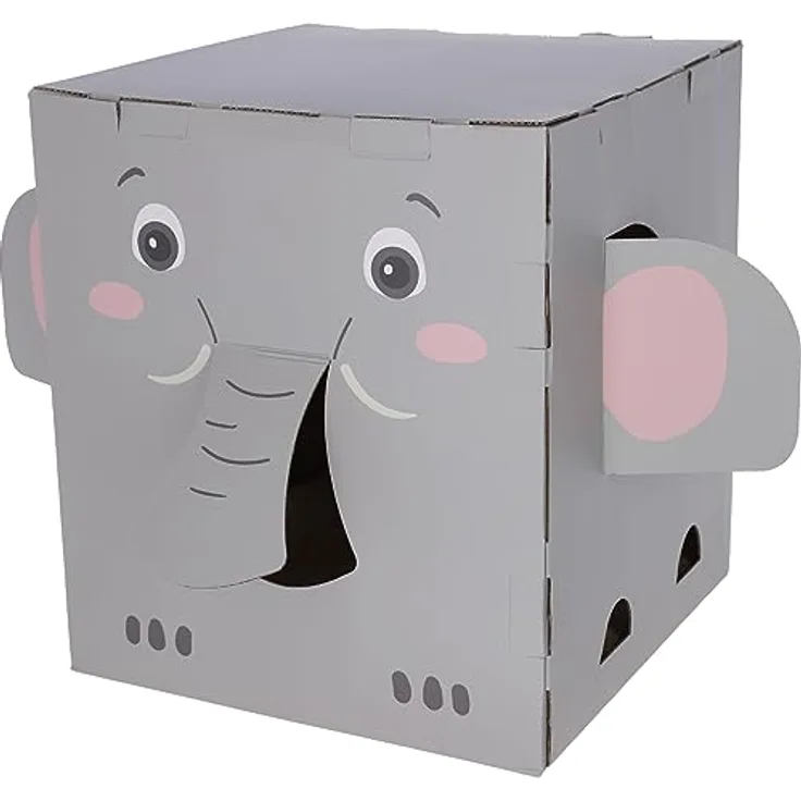 Kerbl Pet Katzenkratzhaus Elefant, 35x35x39cm, grau, robustes und umweltfreundliches Material, schnell aufzubauen