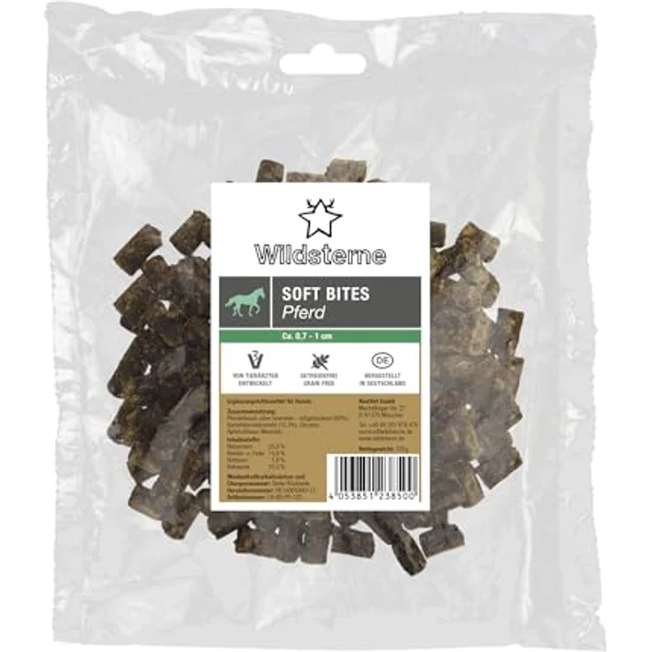 Wildsterne Soft Bites Pferd, Hundeleckerlis 125 g, 69% Muskelfleisch, Monoprotein, getreidefrei, hypoallergen, ohne Zusatzstoffe, für Allergiker