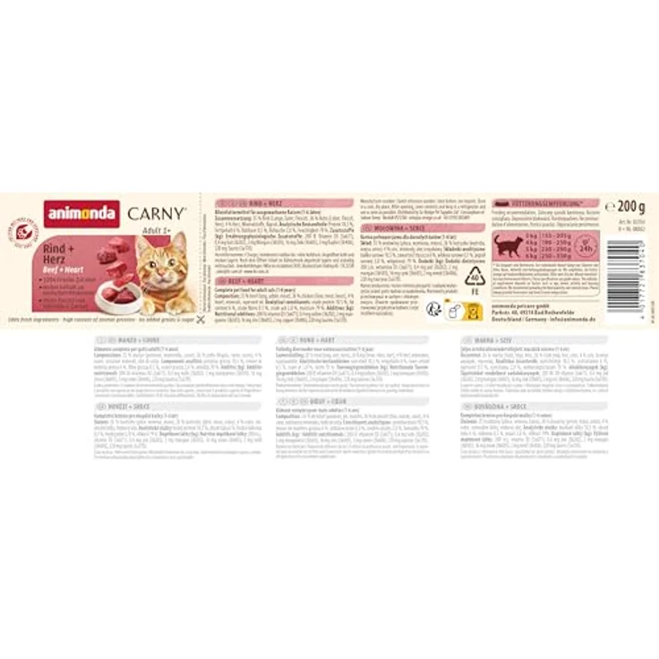 animonda Carny Adult Rind und Herz, Katzen-Nassfutter mit frischem Fleisch, 6x200g, ohne Soja und Zucker – Bild 7