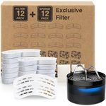 DOOOB Katzenwasserbrunnenfilter, 24 Stück, kompatibel mit DOOOB Katzen Wasserbrunnen, Mehrfach-Filtrationssystem mit Aktivkohle, 12 Filter & 12 Schwämme