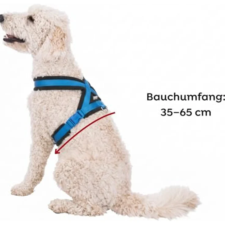 Trixie Premium Geschirr mit Fleecepolsterung, S, 35-65 cm x 20 mm, Blau – Bild 3