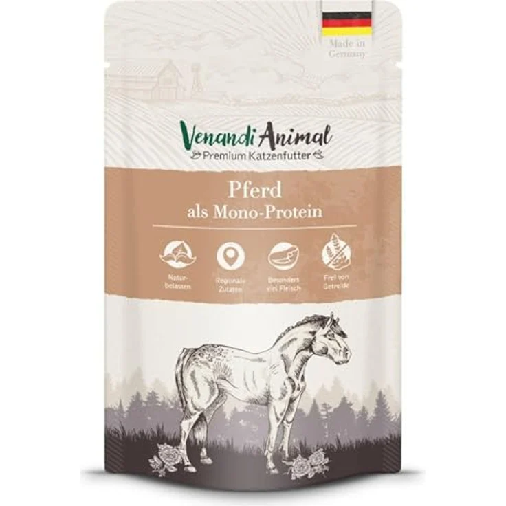 Venandi Animal Monoprotein 12 x 125 g, Katzen-Nassfutter mit hohem Fleischanteil, für sensible Katzen, getreidefrei, ohne Zuckerzusatz – Bild 2