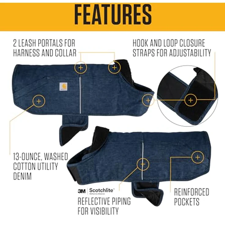 Carhartt Firm Duck Isolierter Hundemantel, Denim, strapazierfähig für kaltes Wetter, Größe M – Bild 2