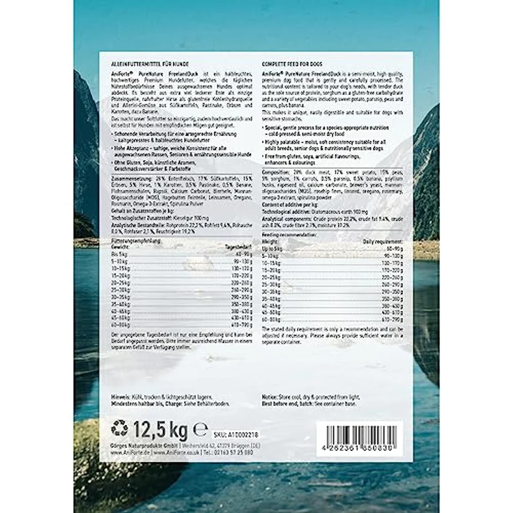 AniForte PureNature FreelandDuck, halbfeuchtes Hundefutter mit Ente und Hirse, 12,5 kg für ausgewachsene und seniore Hunde – Bild 8