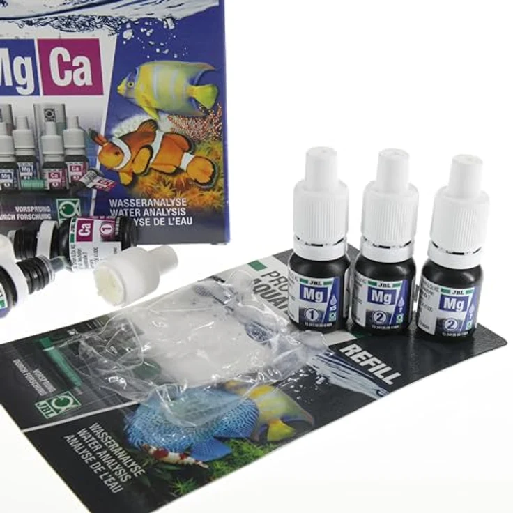 JBL PROAQUATEST Magnesium-Calcium, Wassertestkit zur Bestimmung von Magnesium- und Calciumwerten für optimales Korallenwachstum, inkl. 5 Reagenzien, 2 Küvetten und Spritze – Bild 4