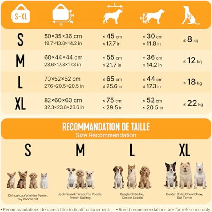 VOUNOT Faltbare Hundebox, Transportbox für Katzen und Hunde, atmungsaktiv, Oxford-Gewebe, Metallrahmen, 2 Taschen, 70x52x52cm, Beige – Bild 2