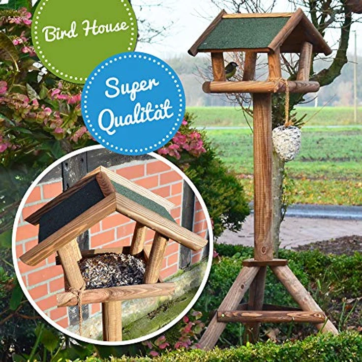 Zooprinz Stabiles wetterfestes stehendes Vogelhaus für Wildvögel, einfacher Aufbau aus Holz, ohne Ablage – Bild 2
