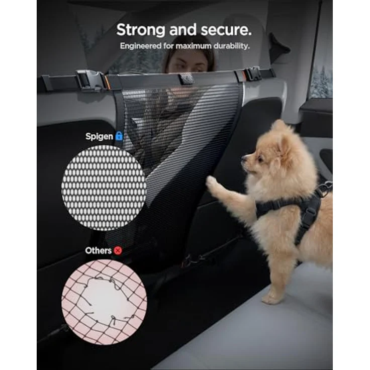 Spigen Hundegitter für Tesla Model Y/3/X/S, Tierbarriere mit Hartgitter & Haken, atmungsaktives Design, schwarz – Bild 4