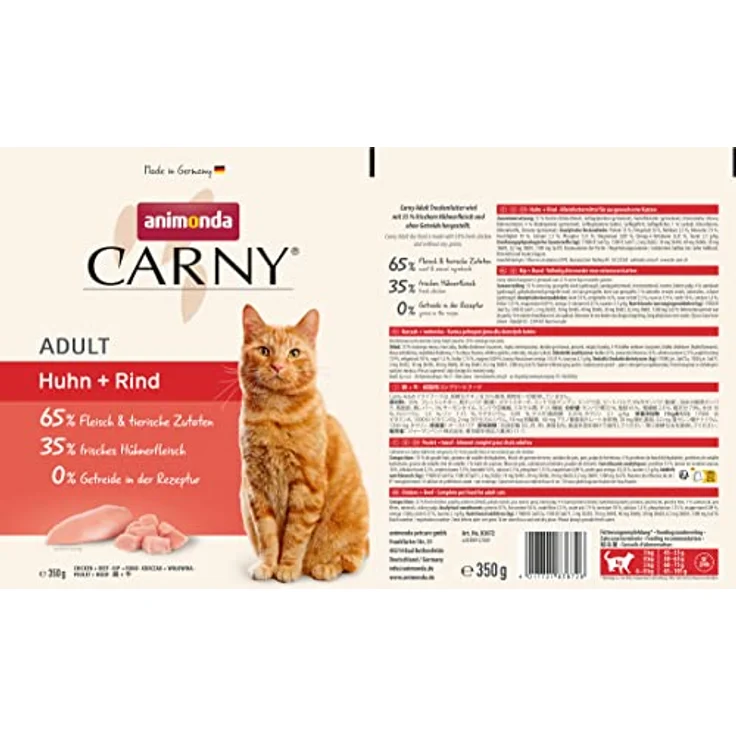 Animonda Carny Trockenfutter Katze Adult Huhn und Rind, 350 g, knuspriges Futter ohne Getreide, mit frischen Proteinen, ideal für sensible Katzen – Bild 2