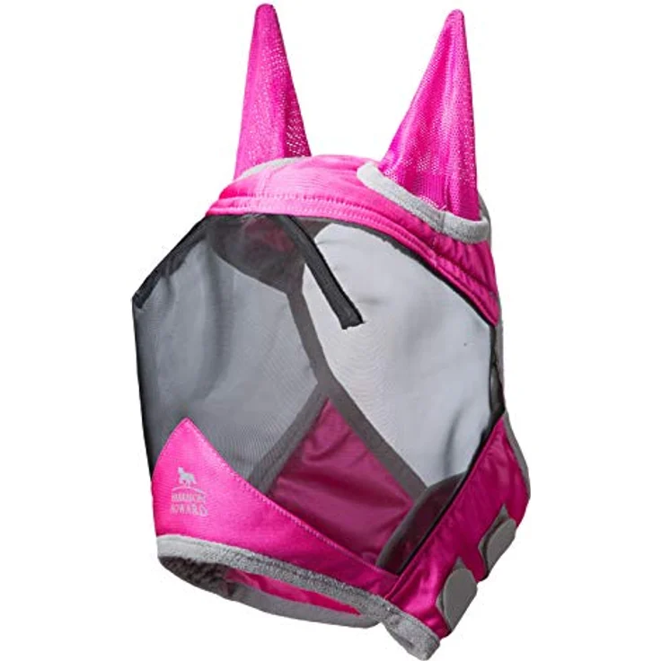 Harrison Howard CareMaster Pro Luminous Pferde Fliegenmaske, UV-Schutz mit Ohrenschutz, Rosa, Warmblut (L) – Bild 4