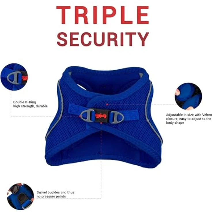 Tailpetz Air-Mesh Brustgeschirr für kleine und mittelgroße Katzen und Hunde – Weich, Atmungsaktiv, Strapazierfähig, Dunkelblau, 2XS (Brustumfang 30,5–33 cm) – Bild 2