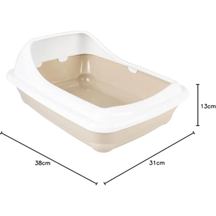duvoplus, Katzentoilette Birba mit Rand S – 38 x 31 x 13 cm Mokaccino, für Hygiene, Mocaccino, Katze – Bild 3