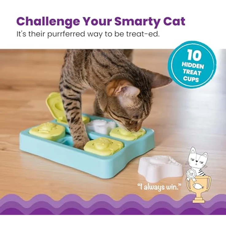 Catstages The Kitty Cube, Interaktives Katzenspielzeug & Leckerli-Spender für geistige Anregung, anpassbarer Schwierigkeitsgrad, fördert langsameres Fressen – Bild 2
