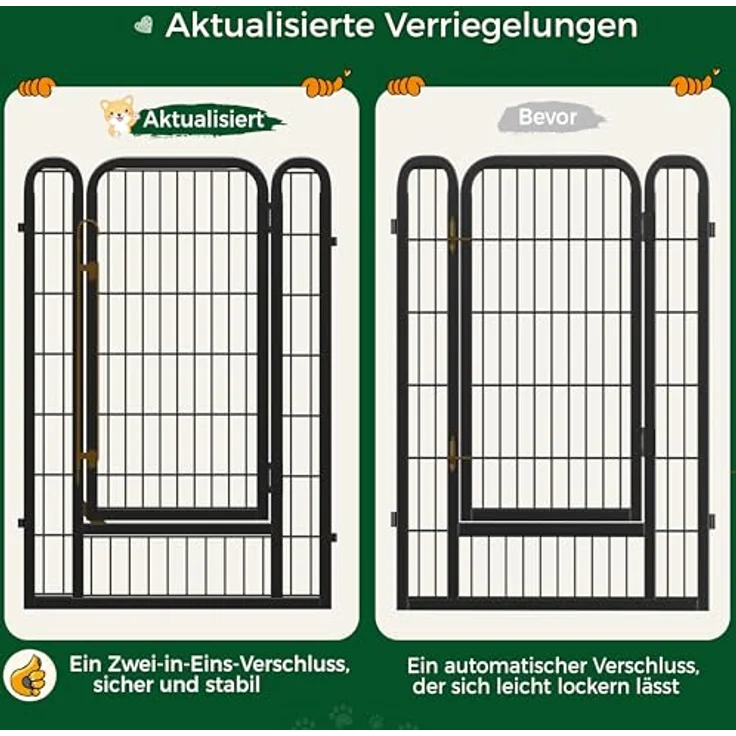 Yaheetech Welpenlaufstall 8 Panels, 100 cm hoch, faltbar, robustes Metall, ideal für kleine bis mittelgroße Haustiere – Bild 4